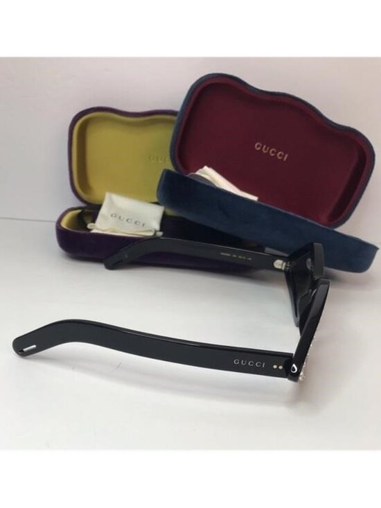 ? - New Authentic GUCCI BLACK ACETATE RHINESTONES GG0496S SUNGLASSES 59/18 1…